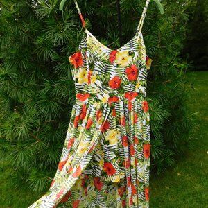 XOXO Beautiful Tropical Floral Print Maxi Romper (Jr XS or S) NWT